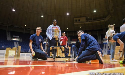 High school students from across Mississippi compete in the 2017 Catapult Competition. Photo by Thomas Graning/Ole Miss Communications